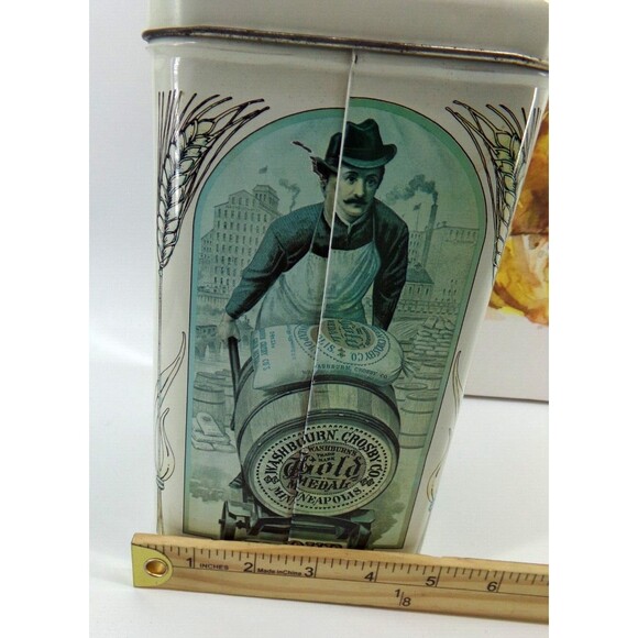 Rare Blue Print Vintage Flour Tin Gold Medal Flour Washburn Crosby Co cookie box - Picture 4 of 7